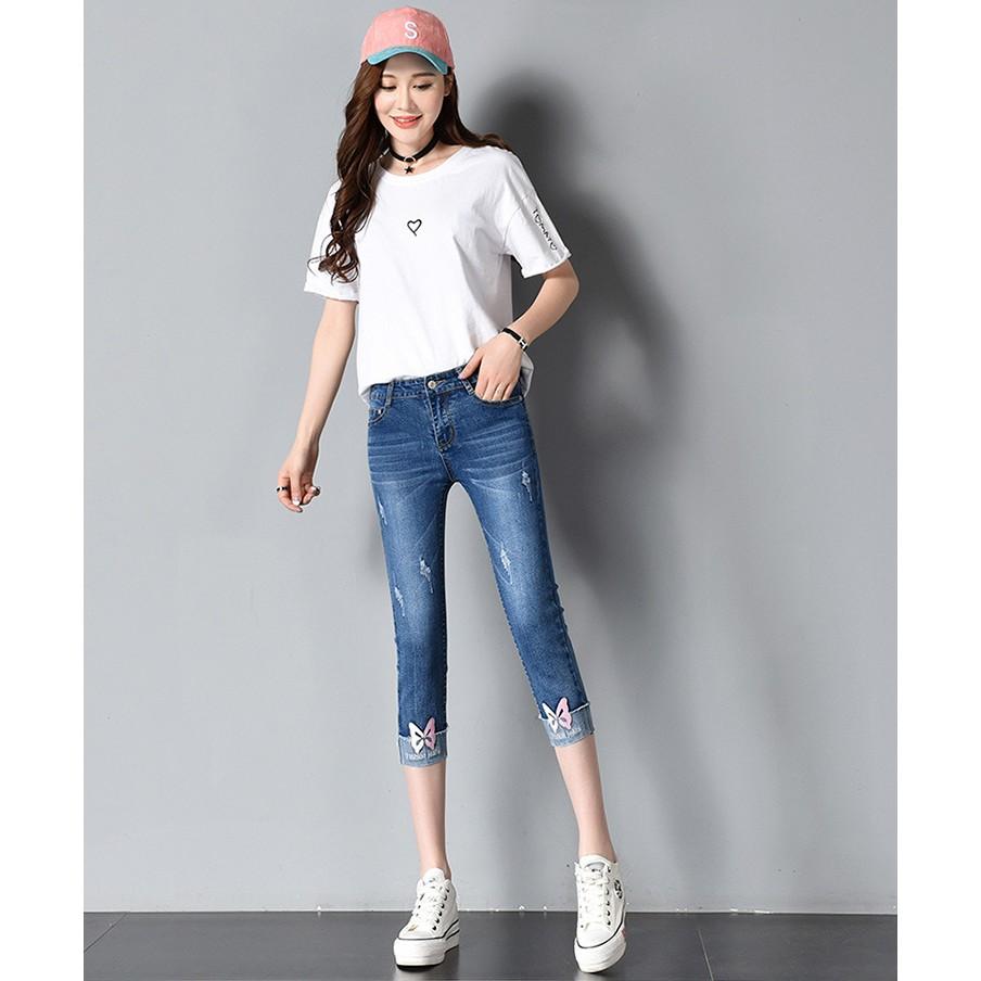 Quần jean lửng nữ | Quần 7 tấc nữ | Quần bò lửng || QL010