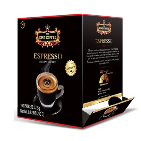 Cà phê hòa tan đen Espresso Hộp 100 gói King Coffee
