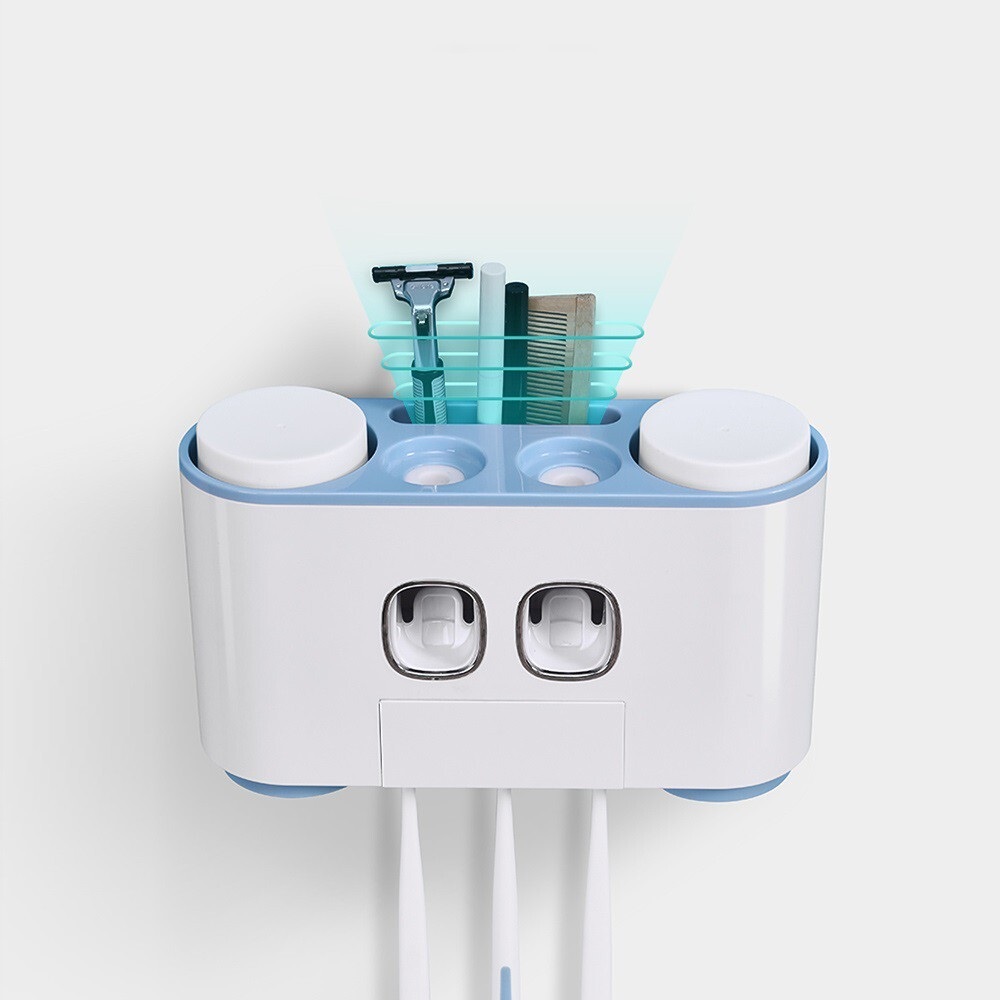 Bộ nhả kem đánh răng đôi tự động 4 cốc từ tính ECO-E1802