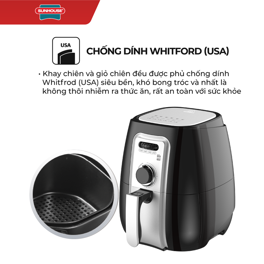 Nồi Chiên Không Dầu Sunhouse SHD4025B - Hàng Chính Hãng