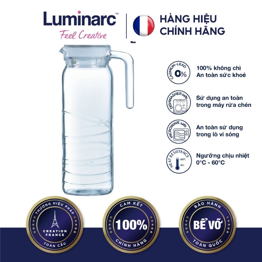  Bình Thuỷ Tinh Luminarc Dona Embossment Circle 1L - LUDOQ0434