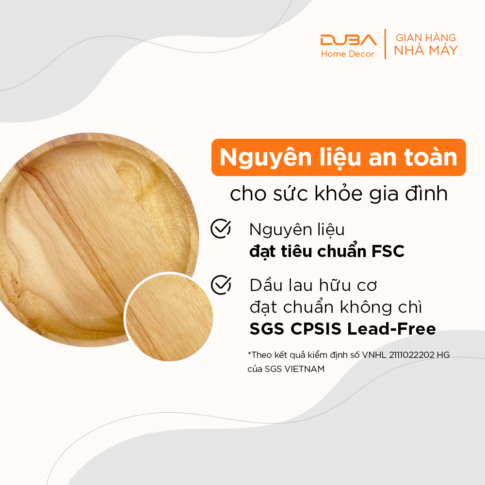 Khay gỗ decor, dĩa gỗ cao su, đĩa đựng đồ ăn chuẩn an toàn xuất khẩu Hàn Quốc - DUBA