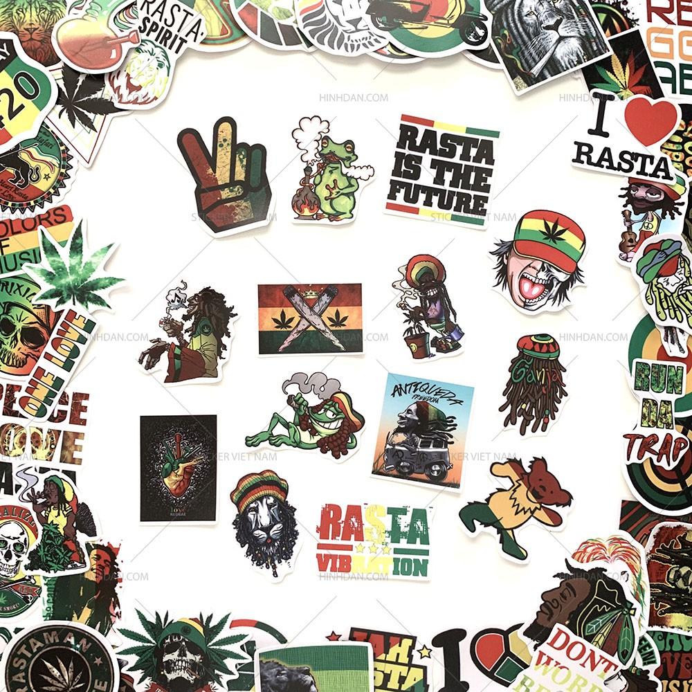 Sticker Rasta Xanh Đỏ Vàng - Dán Trang Trí - Chất Liệu PVC Cán Màng Chất Lượng Cao Chống Nước, Chống Nắng, Không Bong Tróc Phai Màu