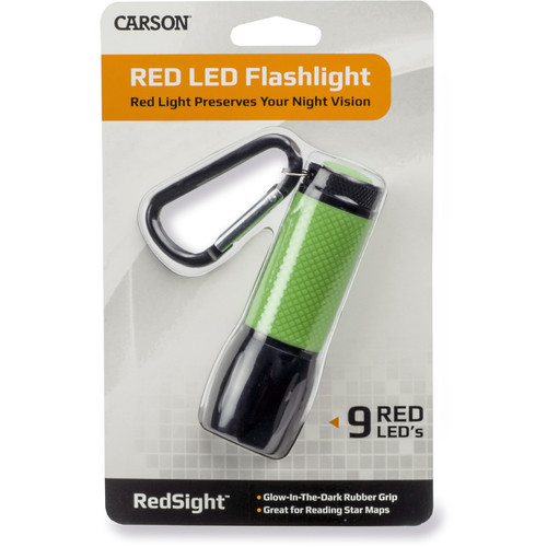 Đèn pin cầm tay LED màu đỏ Carson RedSight Pro SL-33, tay cầm phát sáng trong bóng tối - Hàng chính hãng