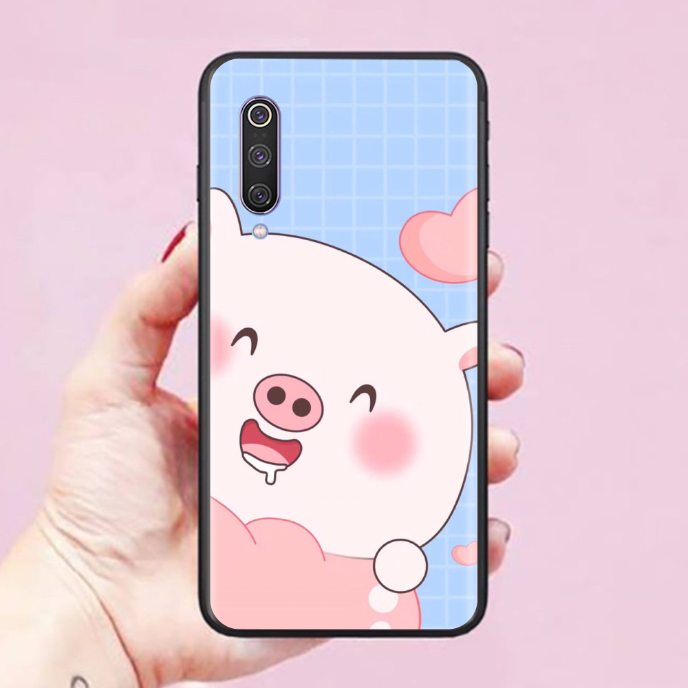 Ốp lưng dành cho điện thoại Xiaomi Mi 9 Hình Heo Hồng Cute
