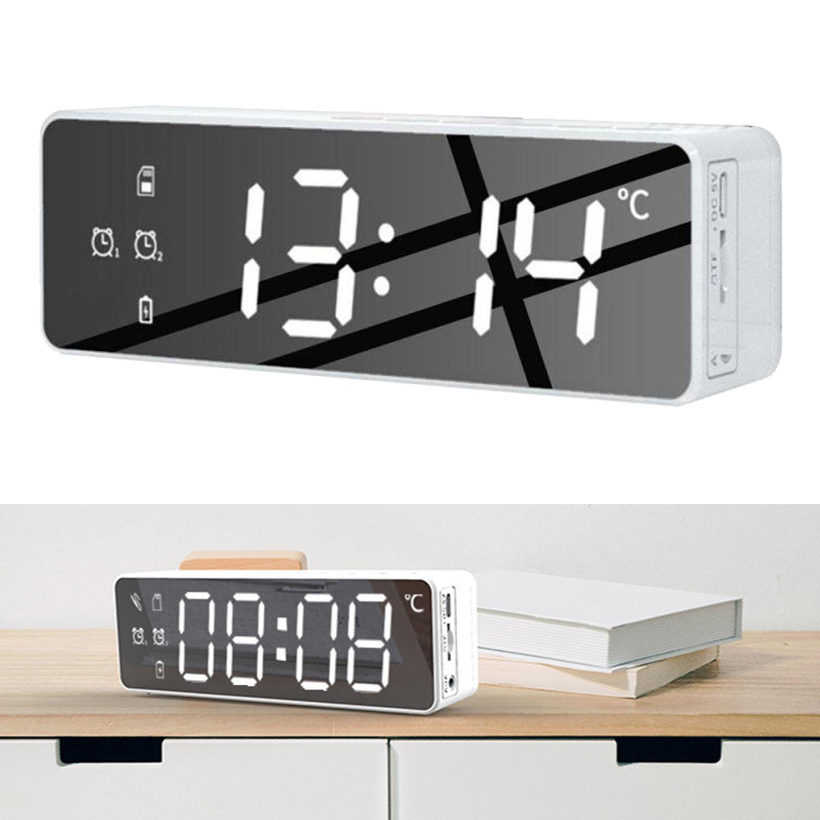 Bluetooth Speaker Large Display with Timer USB TF Card Desktop Bedside - Black,