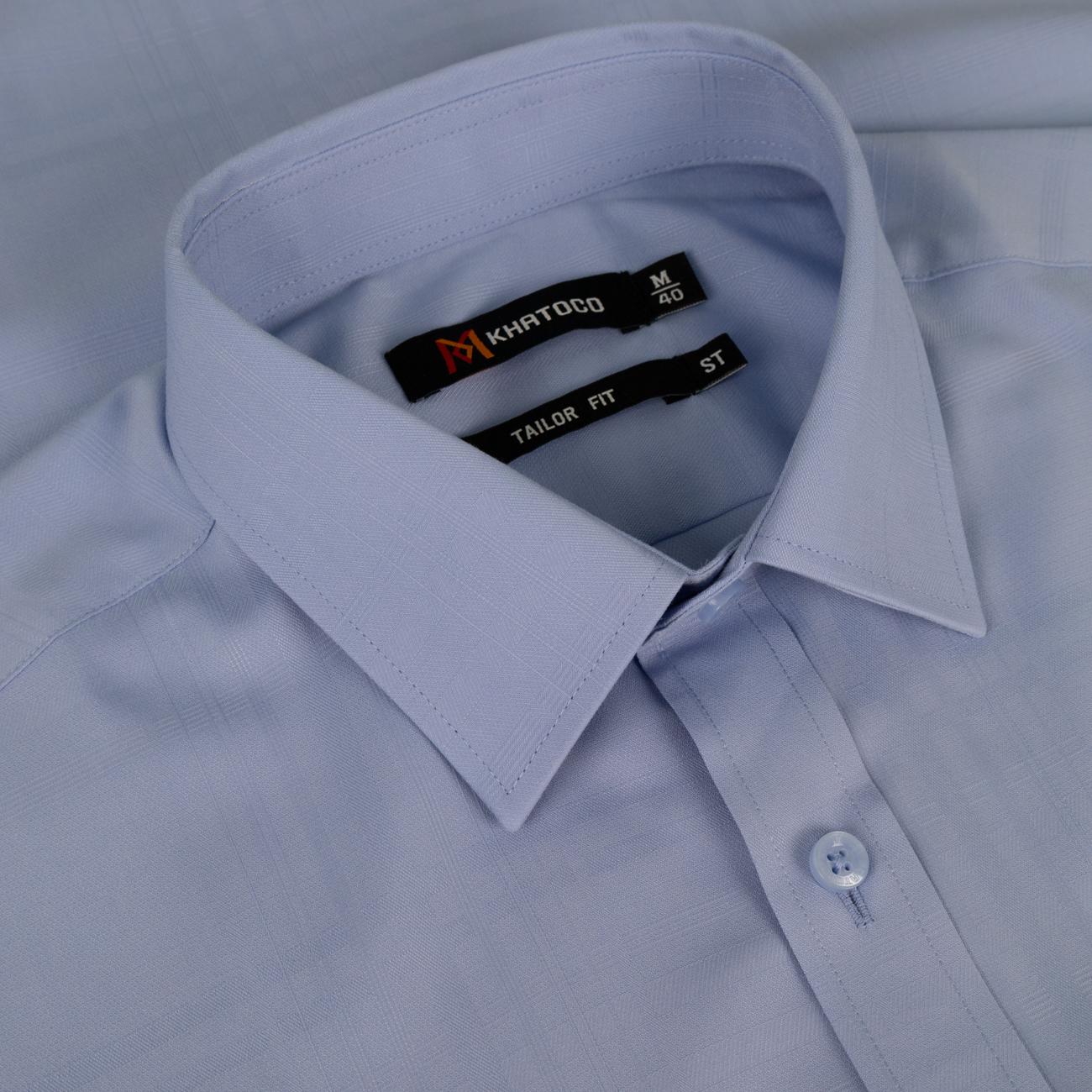 Áo sơ mi nam KHATOCO Tailor Fit ngắn tay A1MN498T2-CNCR740-2703-N