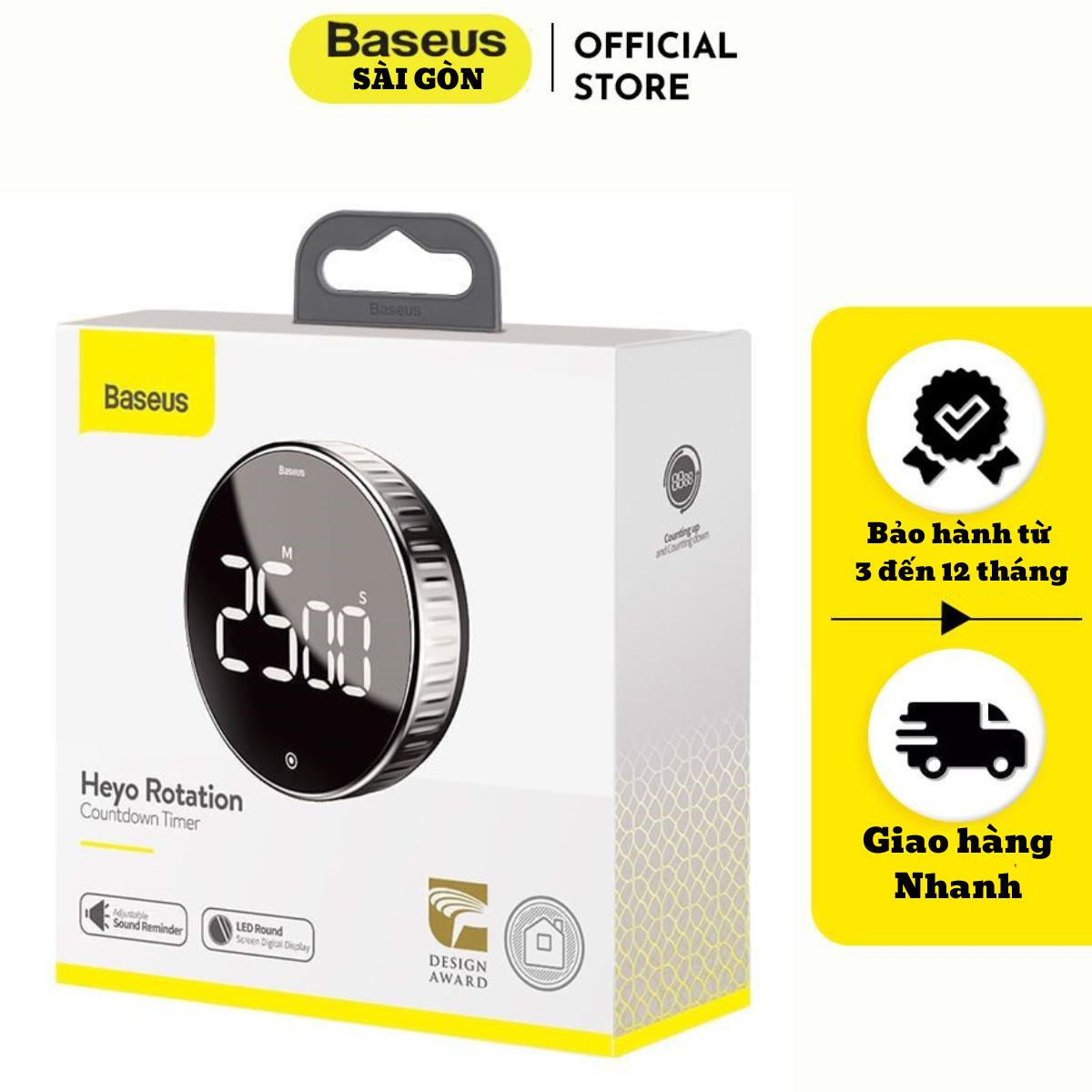 Đồng hộ Baseus Heyo Rotation LED Countdown Timer ACDJS-01 hẹn giờ đếm ngược - Hàng chính hãng