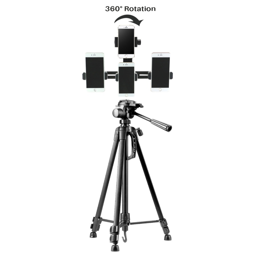 Trọn bộ tripod giá đỡ 3 chân 1.4m cao cấp kèm phụ kiện kẹp điện thoại hỗ trợ livestream 4 máy cùng lúc