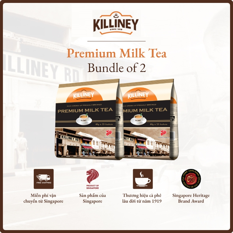 Combo 2 Túi Trà Sữa Hòa Tan Truyền Thống Cao Cấp Killiney Premium Milk Tea - (2 Túi X 15 Gói)