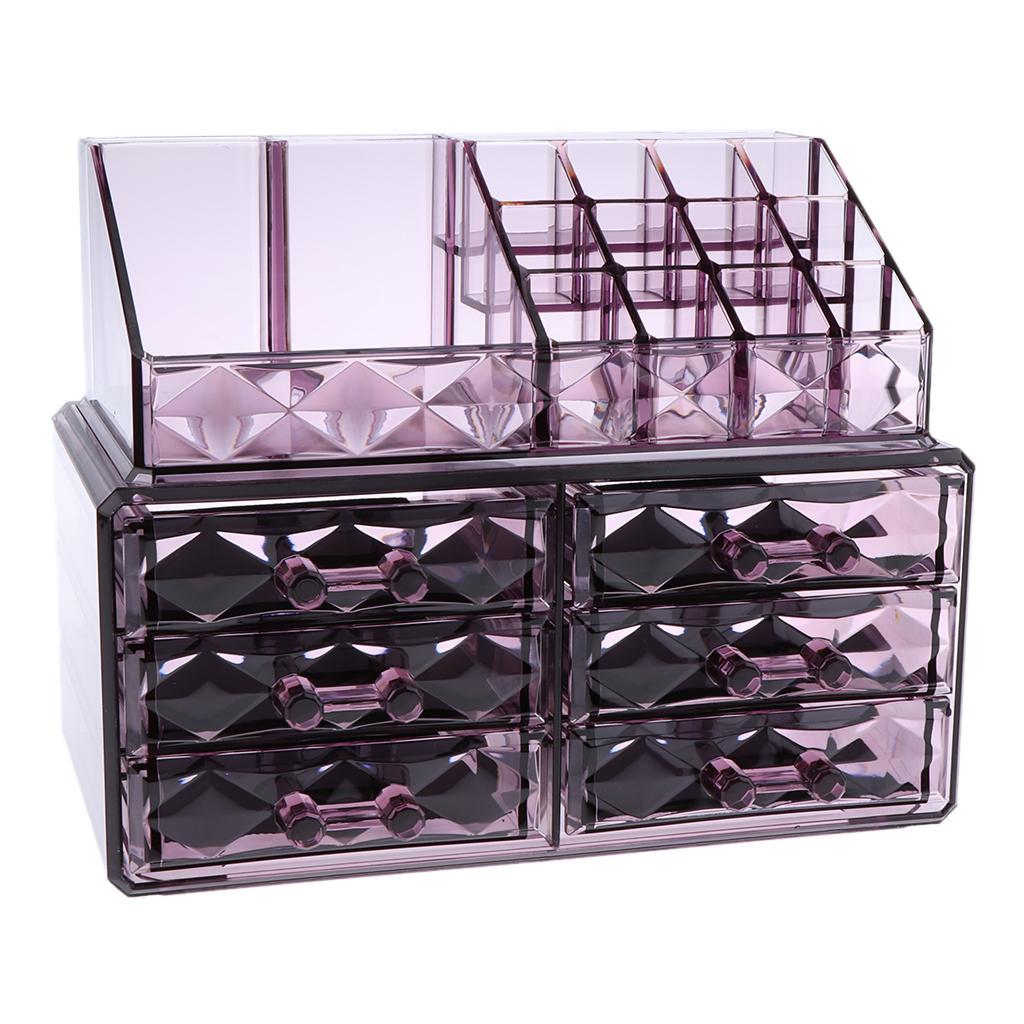 6 Drawers Acrylic Makeup Brush Nail Polish Cosmetic Holder Storage Organizer