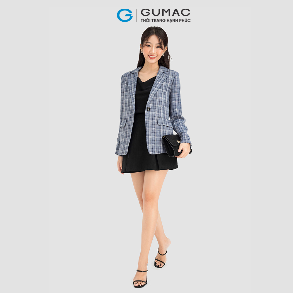 Áo vest blazer nữ GUMAC AC08050 sọc caro có túi nắp