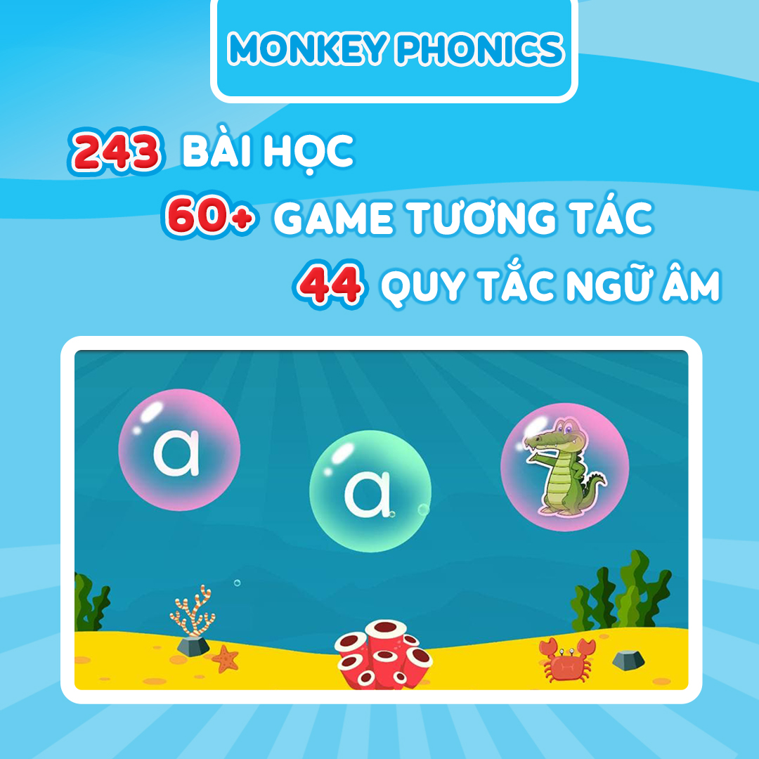 Ứng dụng Tiếng Anh toàn diện 4 kỹ năng cho trẻ 2-10 tuổi - Gói Monkey Stories trọn đời