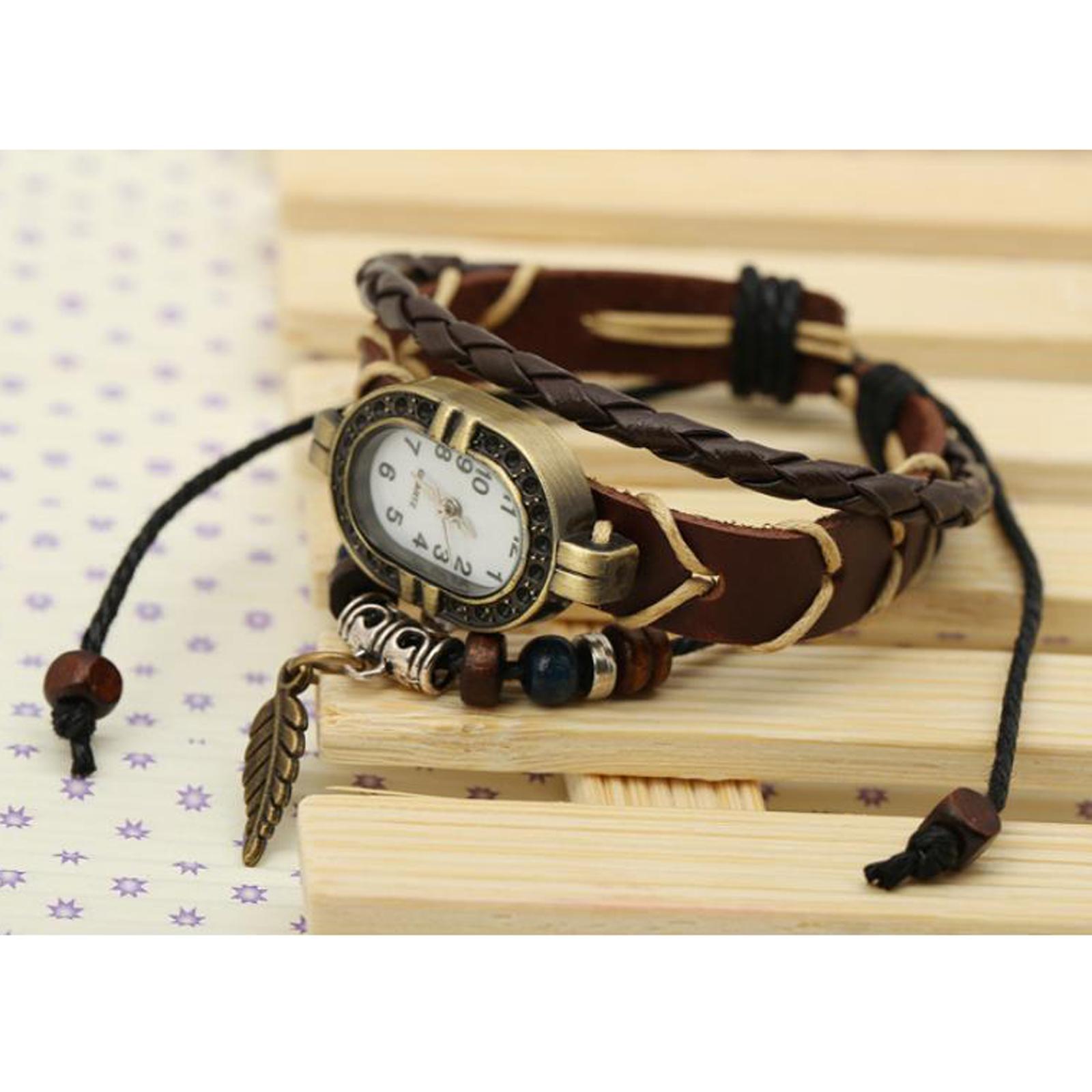 Hip Hop Punk Style Wrist Watch PU Leather Belt Strap Cuff Watch Bracelet,