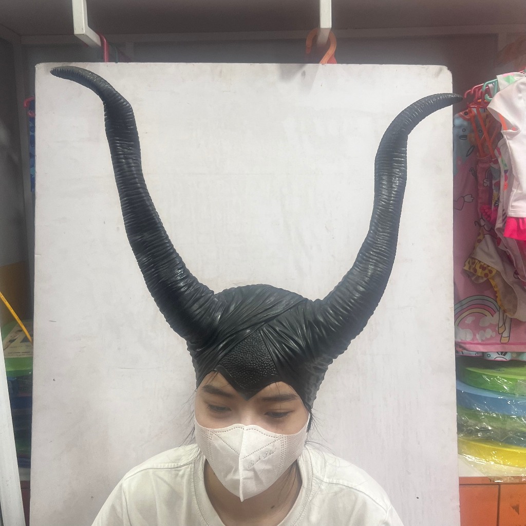 Mũ đội đầu sừng Tiên hắc ám Maleficent sừng dài 30cm hóa trang Halloween cho trẻ em và người lớn