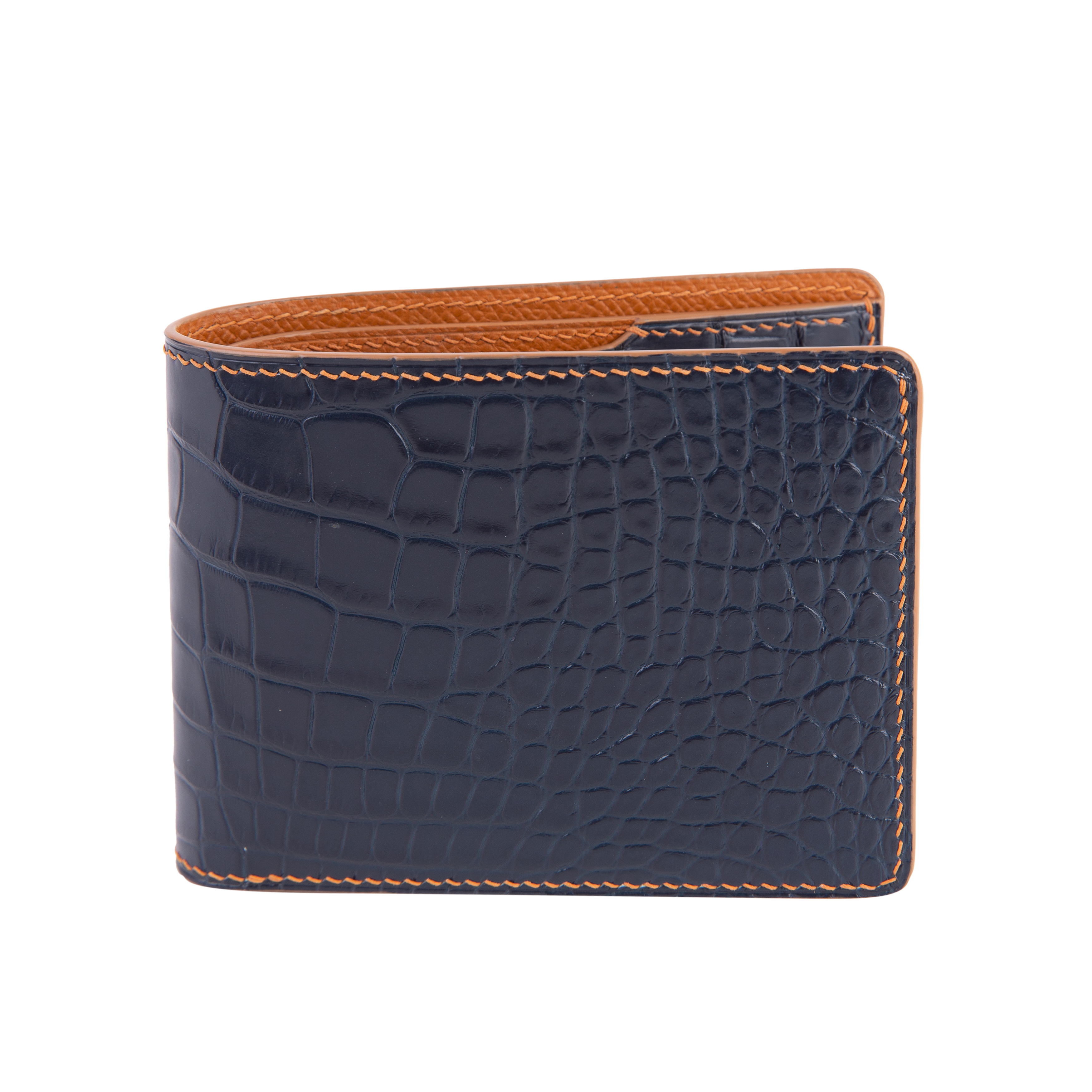 Ví nam da cá sấu lớn quý phái BSB Leather Xanh Navy BSB1078