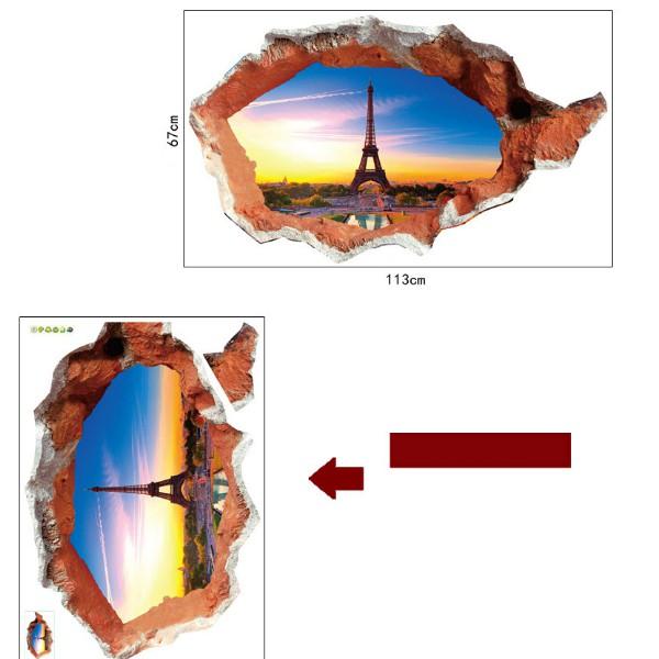 Decal trang trí tường - Tranh Đá 3D Tháp Lớn