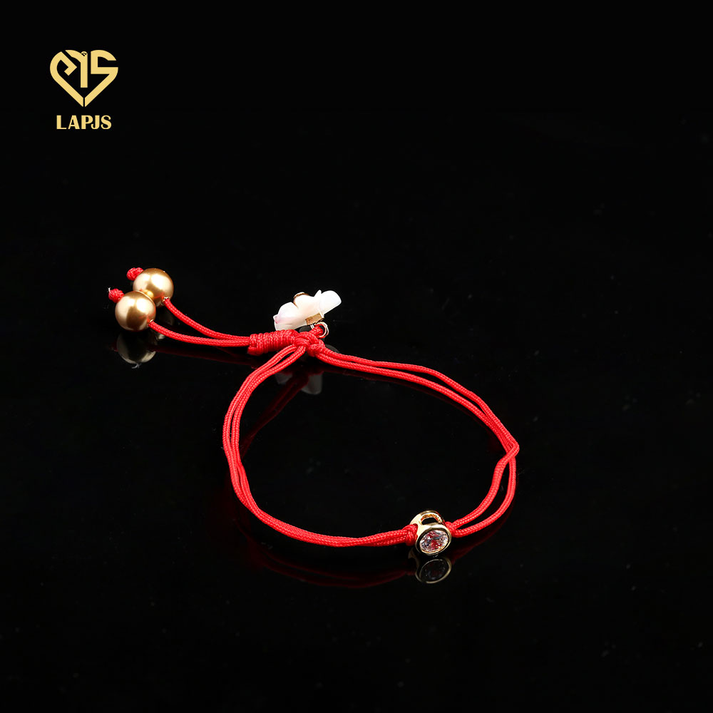Vòng tay chỉ đỏ Charm Tròn Đá Zircon Vàng 14k HBL-0107 | Trang sức PJS