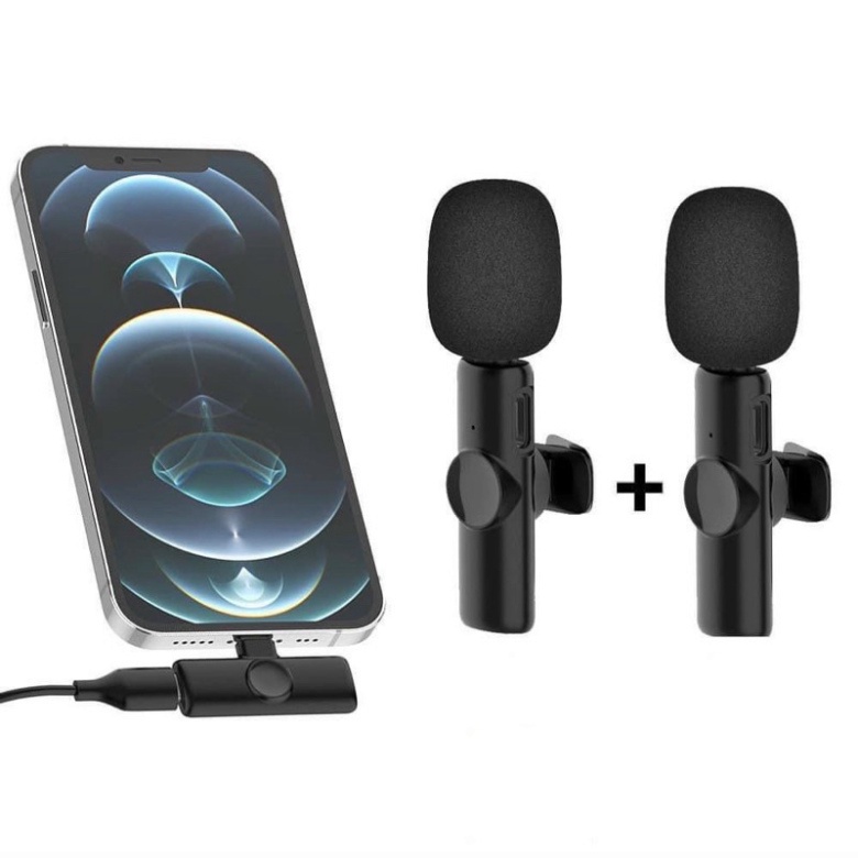 Bộ Micro Thu Âm Cài Áo Không Dây (2 Mic) Cho Điện Thoại Iphone IOS Cổng Lightning Máy Tính, Máy Ảnh Chống Ồn Dùng Quay Tiktok, Livestream, Ghi Âm, Quay Video  Thu Âm To, Tiếng Trong Veo Thích Hợp Cho 1 Hoặc 2 Người Ở Khoảng Cách Xa – Hàng Nhập Khẩu