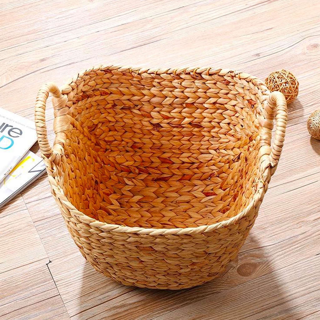 Sọt Cói URSPACE Đựng Đồ, Quần Áo, Sách Báo có quai cầm tròn tiện dụng / ROUND HYACINTH STORAGE BASKET
