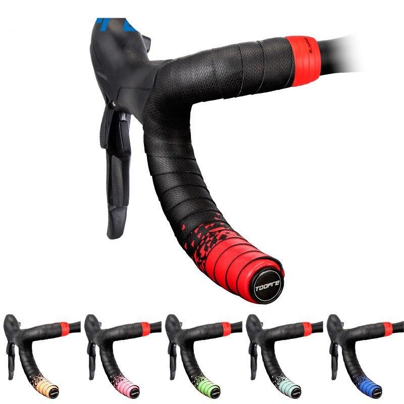 2pcs Bicycle Handlebar Tape Soft Anti-Slip Shockproof Breathable Road Bike Handlebar Strap Tape Leather Bicycle Accessories