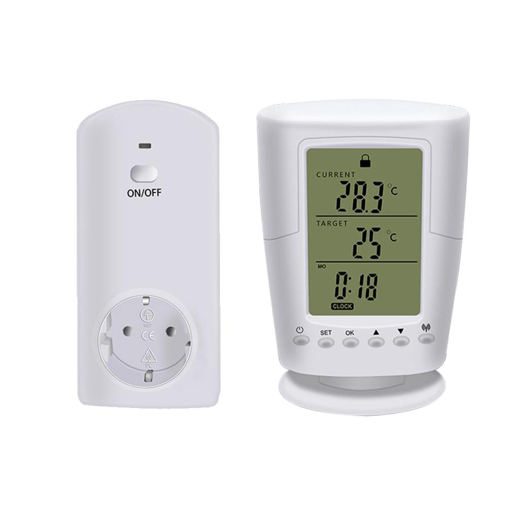 TS-2000 Có Thể Lập Trình Không Dây Bình Giữ Nhiệt Ổ Cắm LCD Trắng Nhà Thông Minh