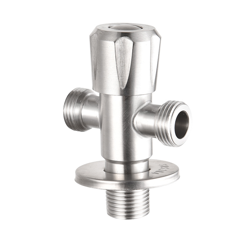 Van góc 2 đầu ra, van chữ T, van chân tường bằng inox SUS304 không rỉ sử dụng đa năng tiện lợi - Tặng kèm 1 ống cao su non lắp van