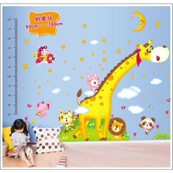 Decal trang trí tường - Thước Đo Hươu Cao Cổ a.h