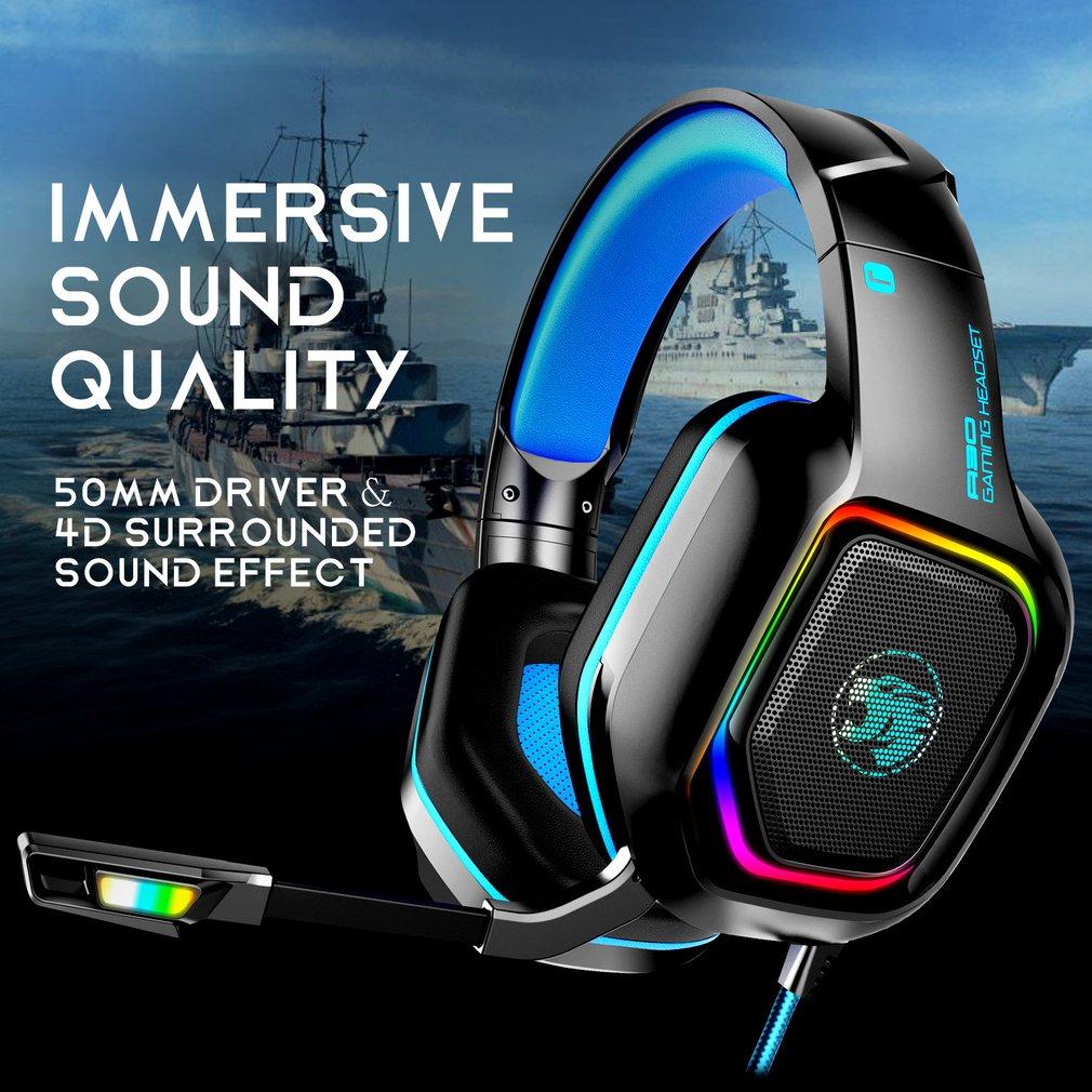 A30 Tai Nghe Tai Nghe RGB LED Game Tai Nghe Có Micro Bass Stereo Haedphone Cho Máy Tính Điện Thoại Máy Tính Game Thủ