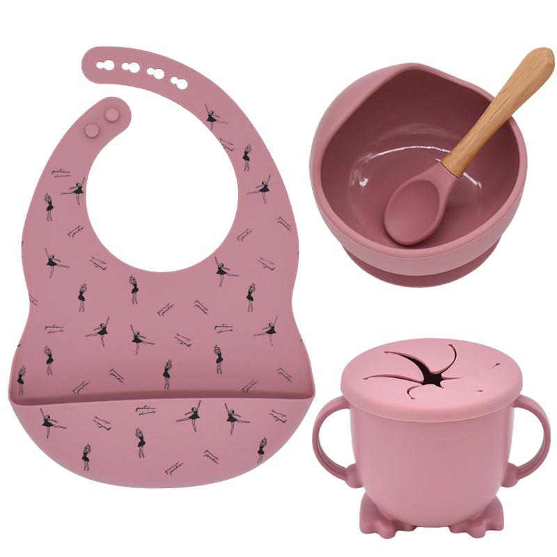 4 Hoạt Hình In Dẻo Silicone Chống Thấm Nước Cho Bé Bộ Yếm Và Huấn Luyện Cốc Trẻ Em Tự Ăn Chống Trượt Nhà Hút Bộ Đồ Ăn