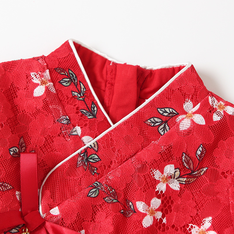 Váy Tết Hanbok đỏ cách điệu cho bé gái, chất đẹp, dáng xinh | MV08