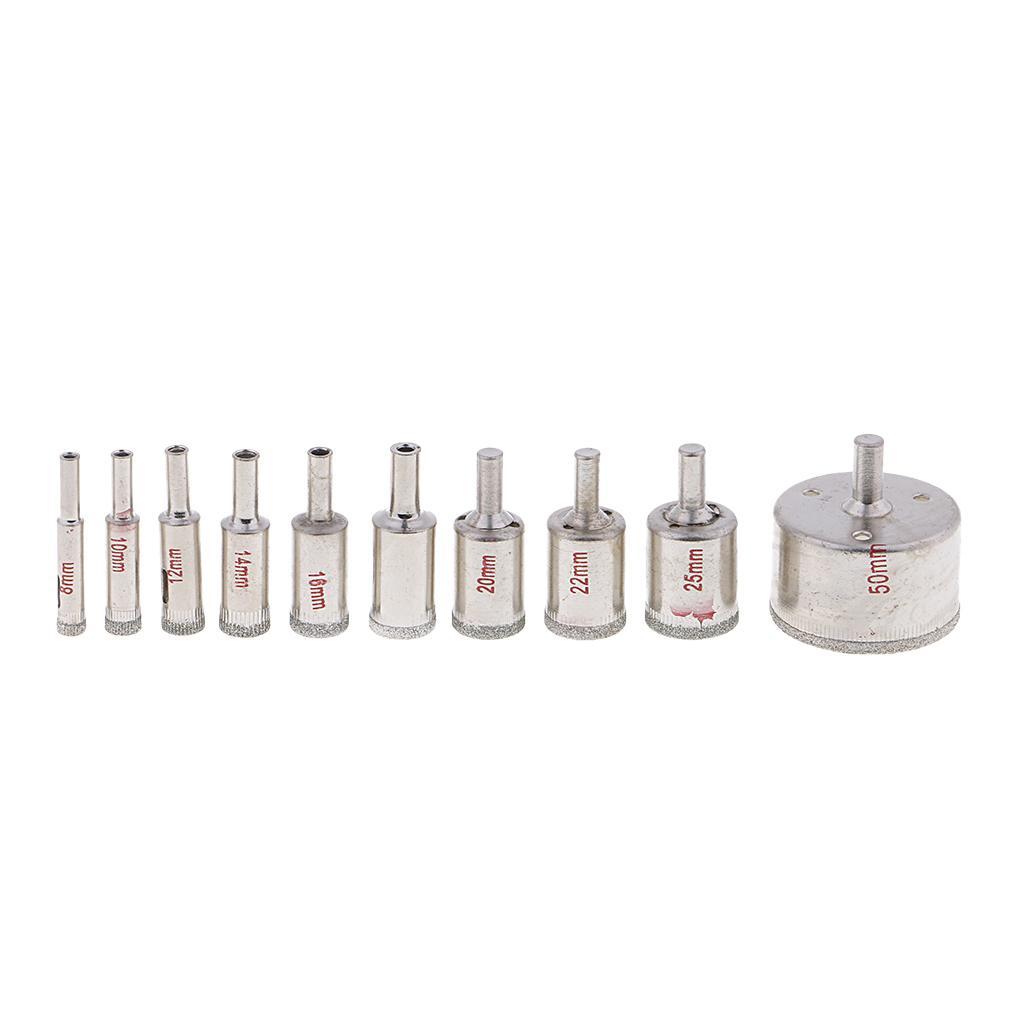 10x Diamond Cutter Drill 8 50mm Set for Tiles Ceramic Glass