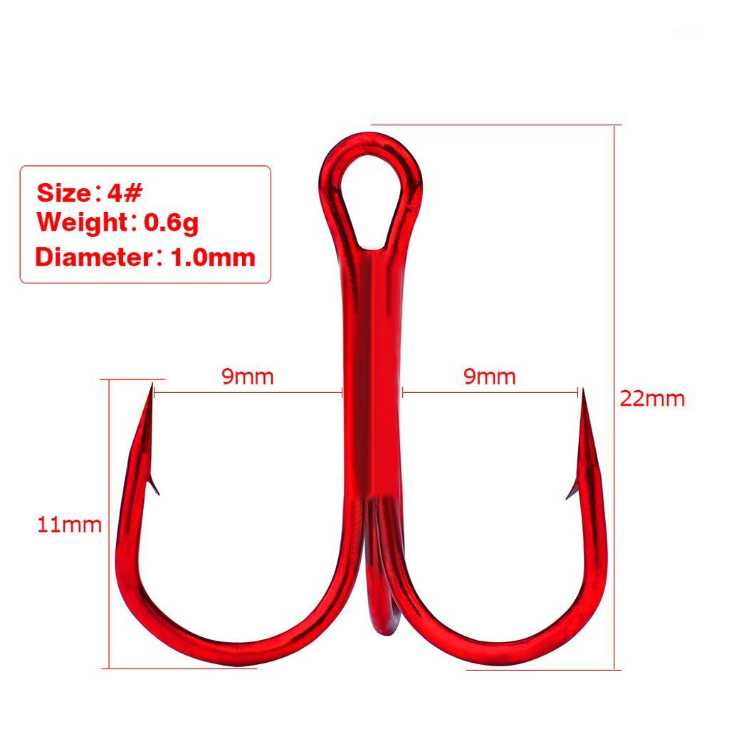 200pcs High Carbon Steel Sea Fishing Hooks Treble Hooks Fishhooks with High Quality Durable to Use 4#/6#