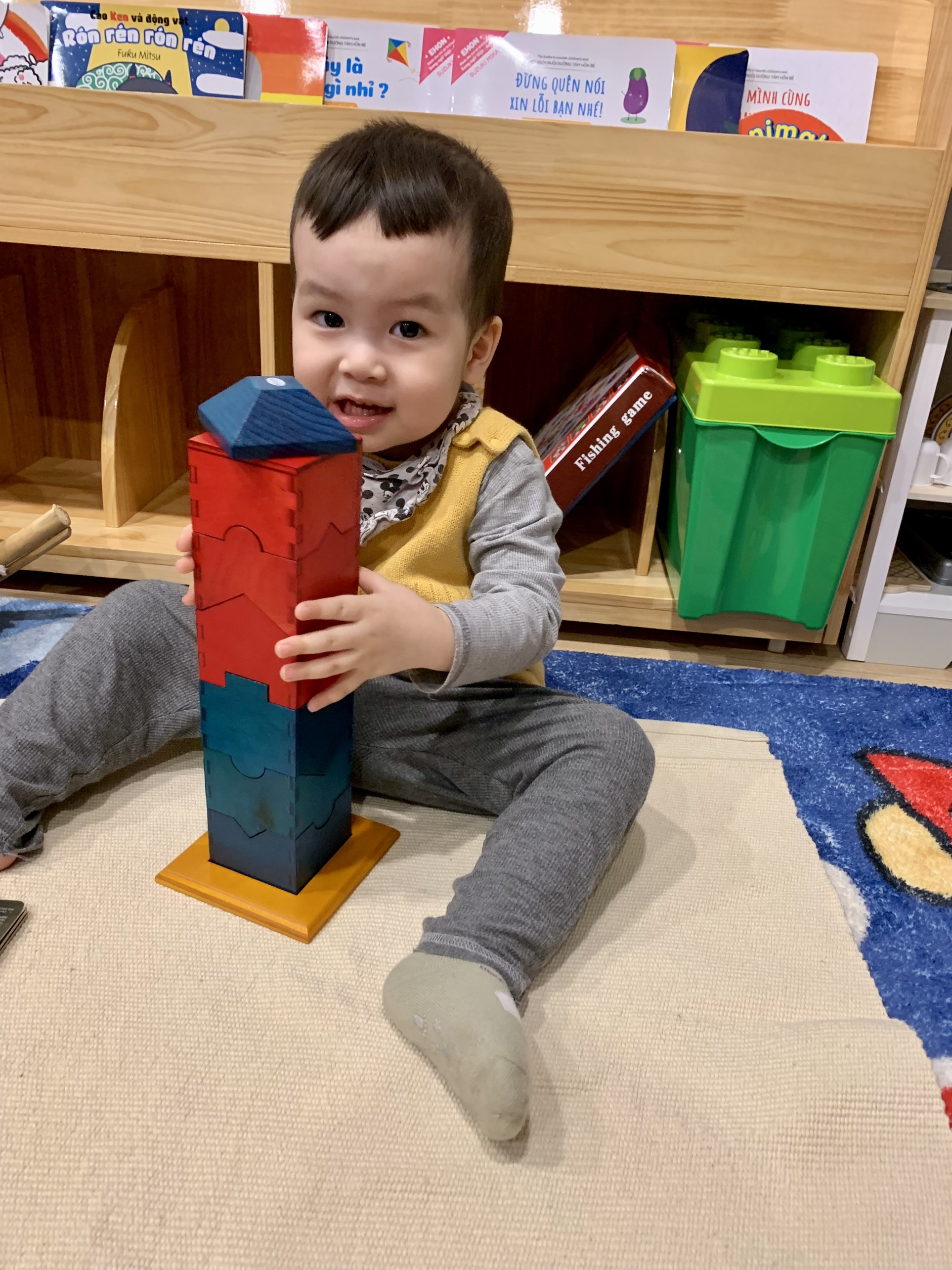 [THANH LÝ] [SK 004 - Mota Montessori] - Đồ chơi trí tuệ cho bé Xếp hình dạng tháp - Hàng chính hãng