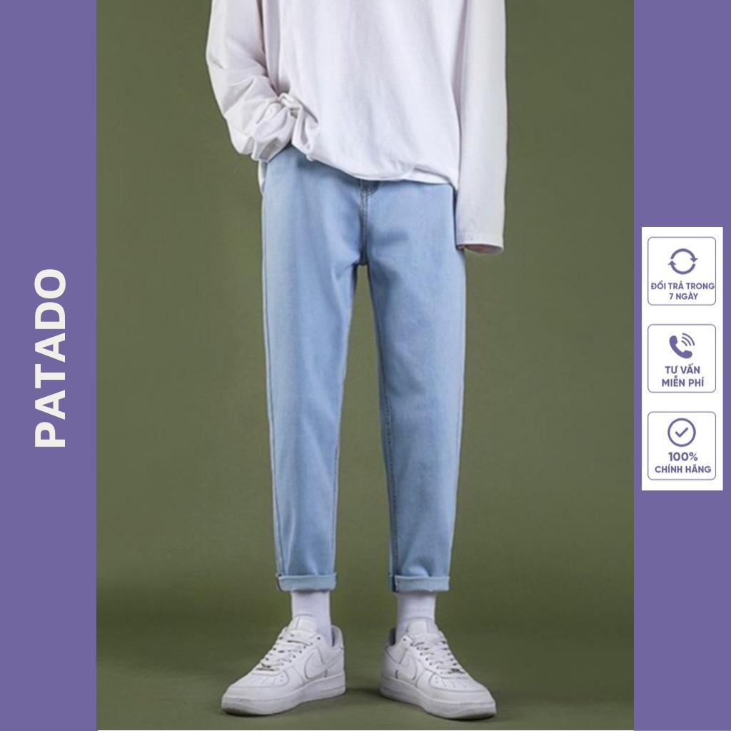 Quần Jean Baggy nam Quần ống rộng vải jeans bò không phai màu TR01