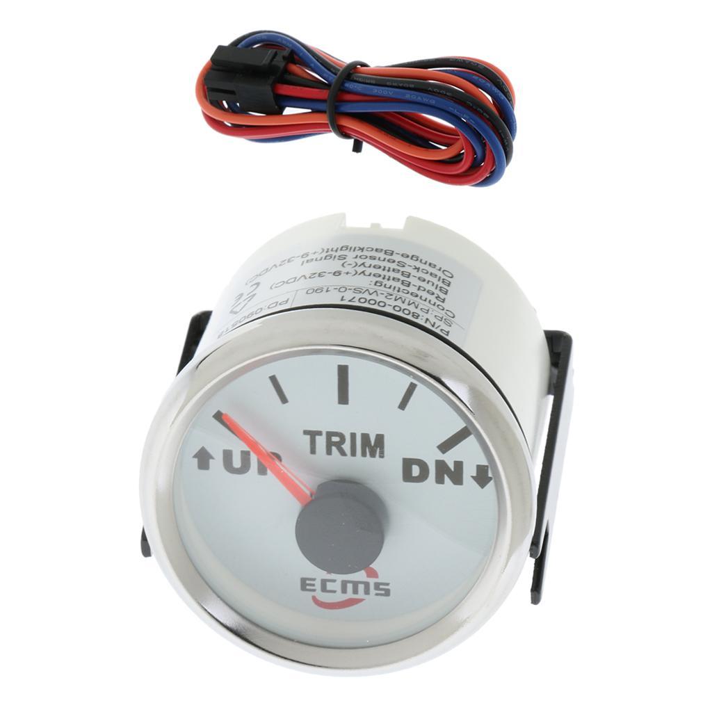 2" 52mm  Electric Trim Level Gauge for Marine Boat White Face#1