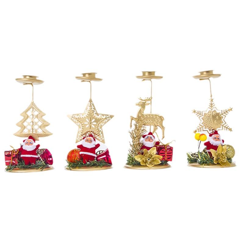 Giá Đỡ Đèn Cầy Bằng Sắt Phong Cách Giáng Sinh Dùng Trang Trí Bàn Làm Việc