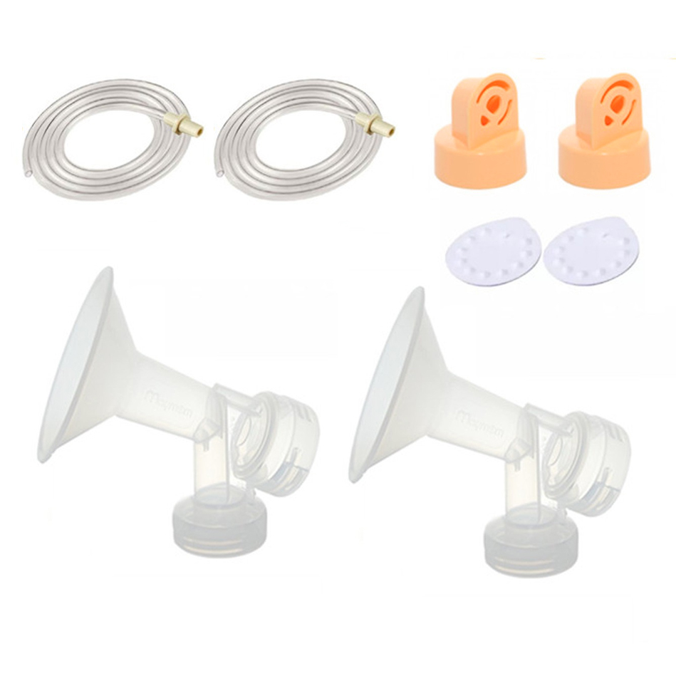 Bộ Phụ Kiện Máy Hút Sữa Medela Pump 2V2M do Maymom Sản Xuất (02 Phễu Liền Cổ, 02 Dây Hút, 02 Van Trắng, 02 Van Vàng)