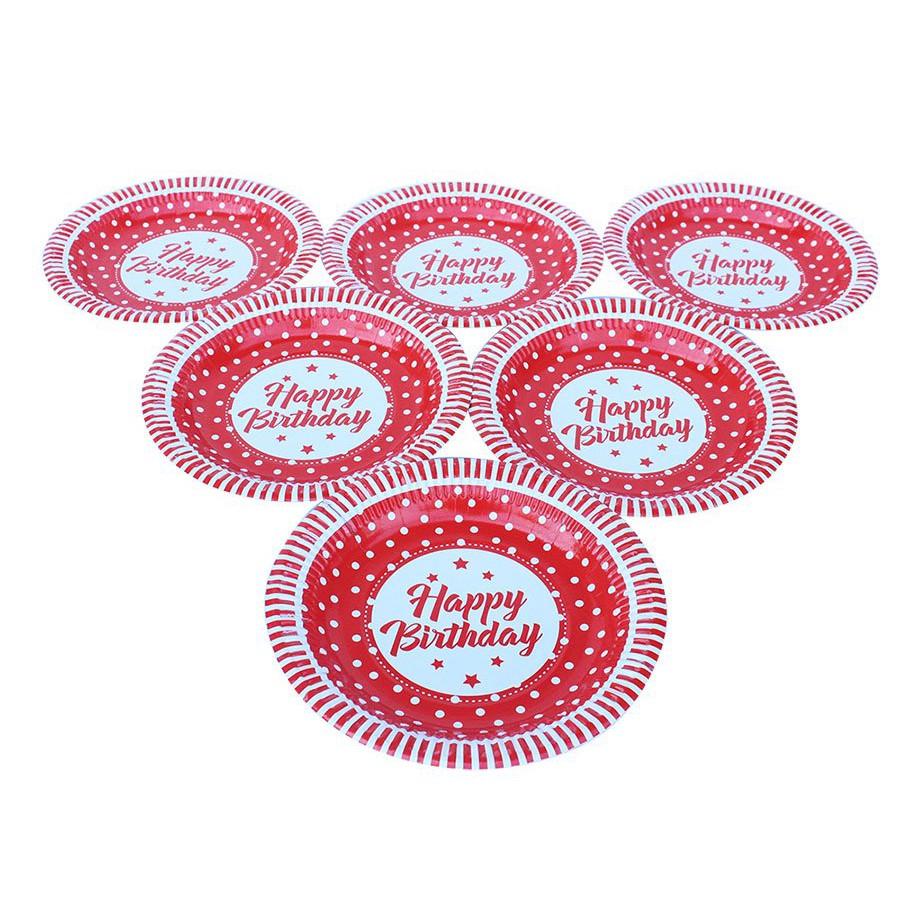 Set 6 cái Dĩa Giấy Sinh Nhật Chủ Đề Màu Trơn