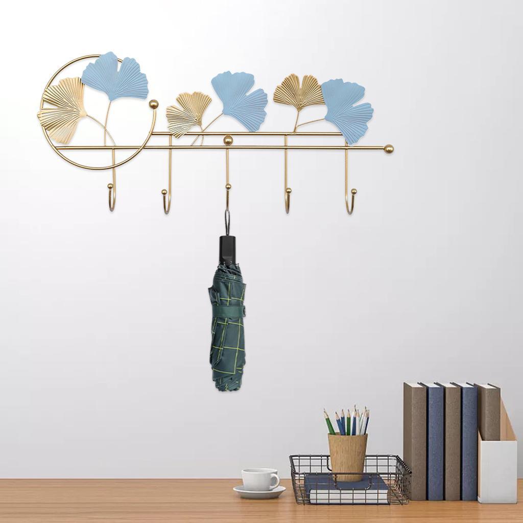 Luxury Hook Wall Hanging Ginkgo Leaf Shape Key Holder Hook Rack Golden