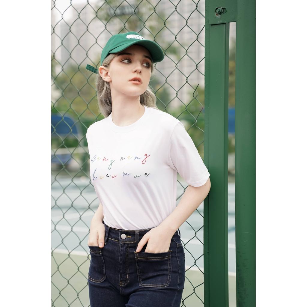 Áo thun tay lỡ Méo shop phông nữ cổ tròn cotton in chữ SNCM freesize form rộng