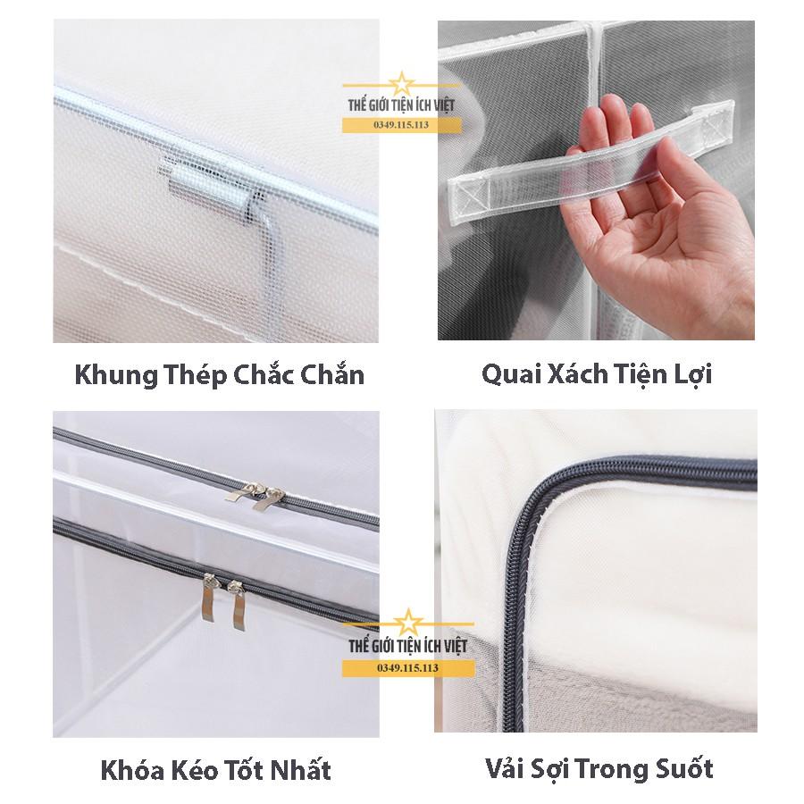 Túi đựng quần áo khung thép trong suốt Chống nước -Kích Thước 50x40x33- túi đựng quần áo chăn màn