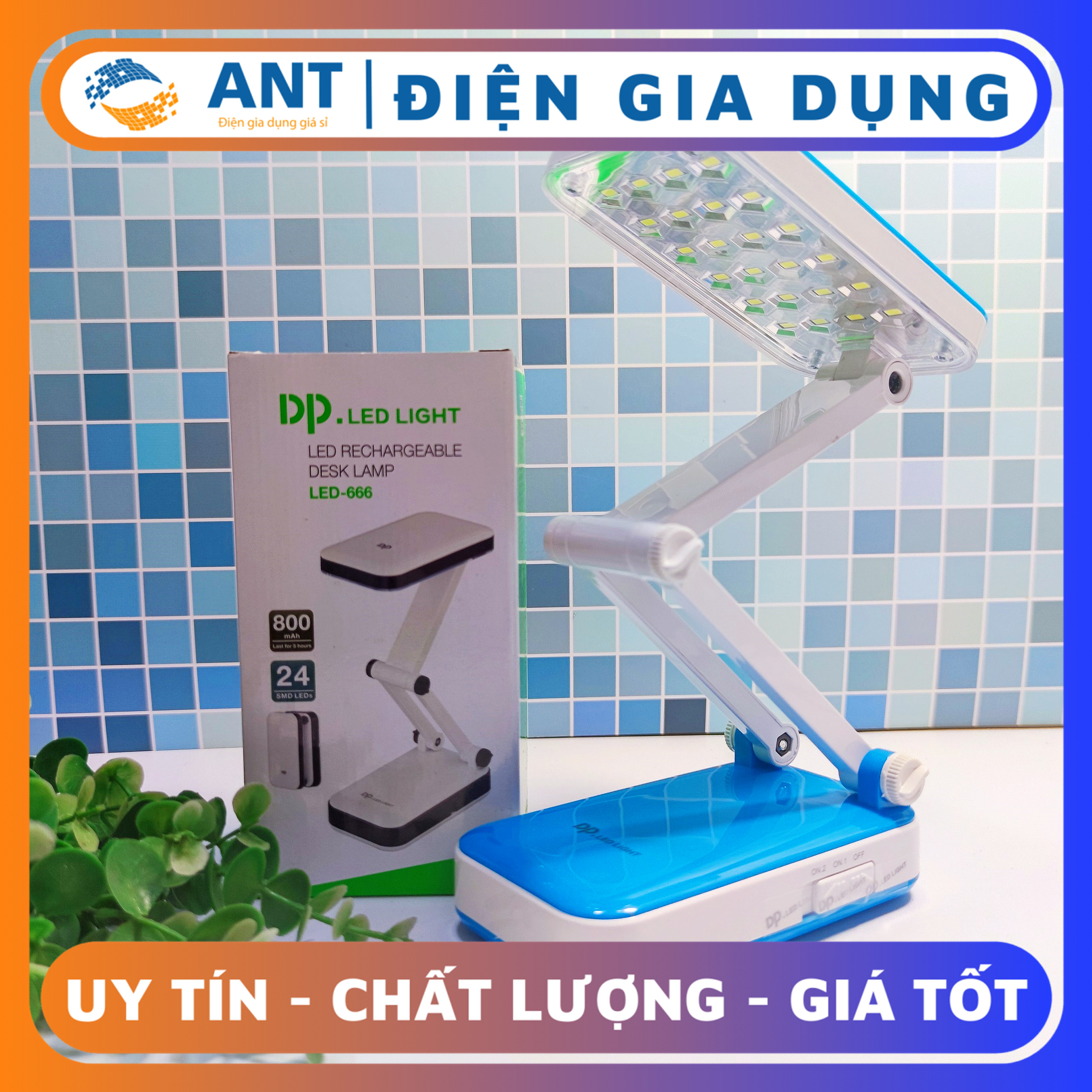 ĐÈN BÀN PIN SẠC DP-666 ( MÀU TRẮNG )