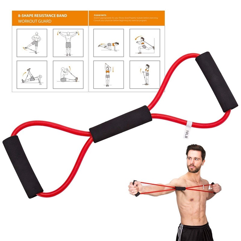 Dây cao su kéo kháng lực NBR số 8 cao cấp - Tập giảm mỡ tay, Eo thon, mông nở - tập Gym tại nhà - Figure 8 Resistance Band Home Workout