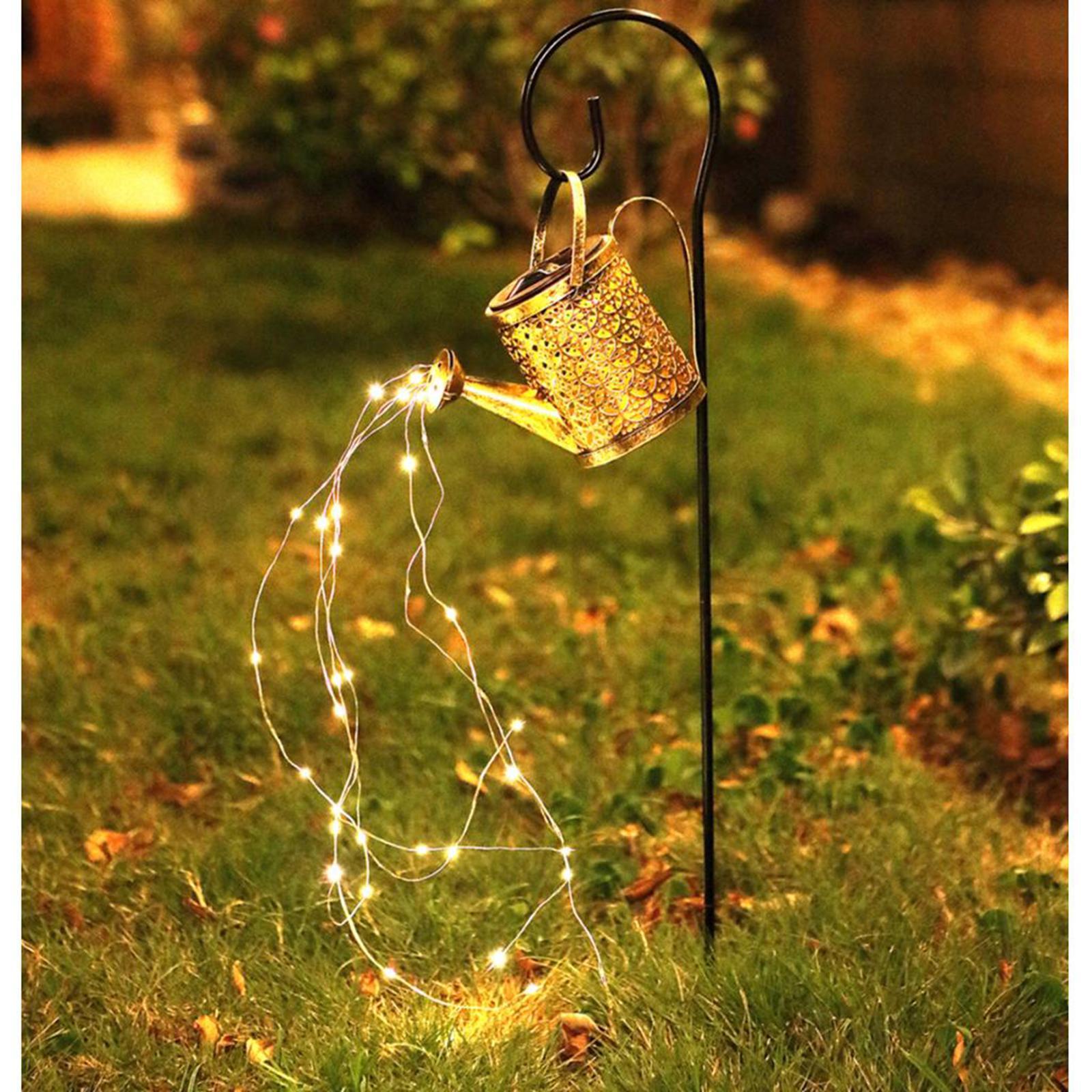 2x Outdoor Solar Watering Can with Lights for Patio Decoration
