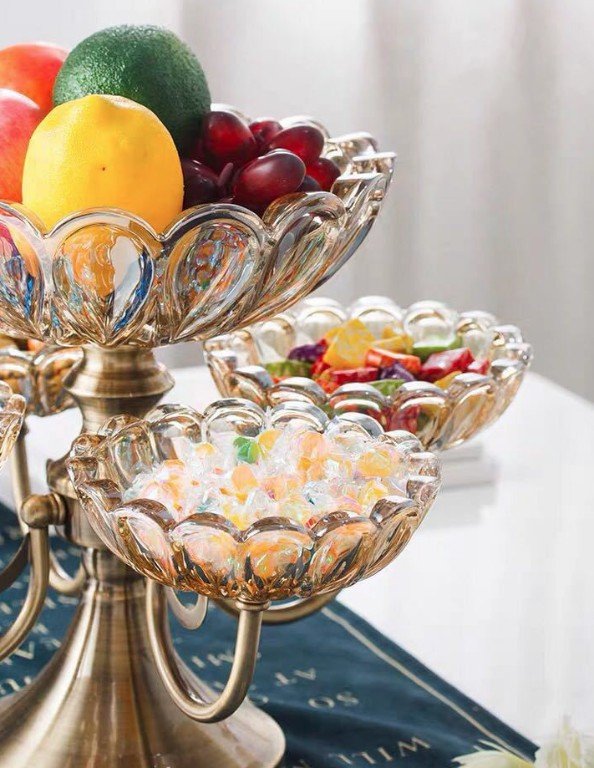 KHAY TRANG TRÍ 5 TÔ TRÁI CÂY TRÁNG MIỆNG HOÀNG GIA SEPARATE BRASS