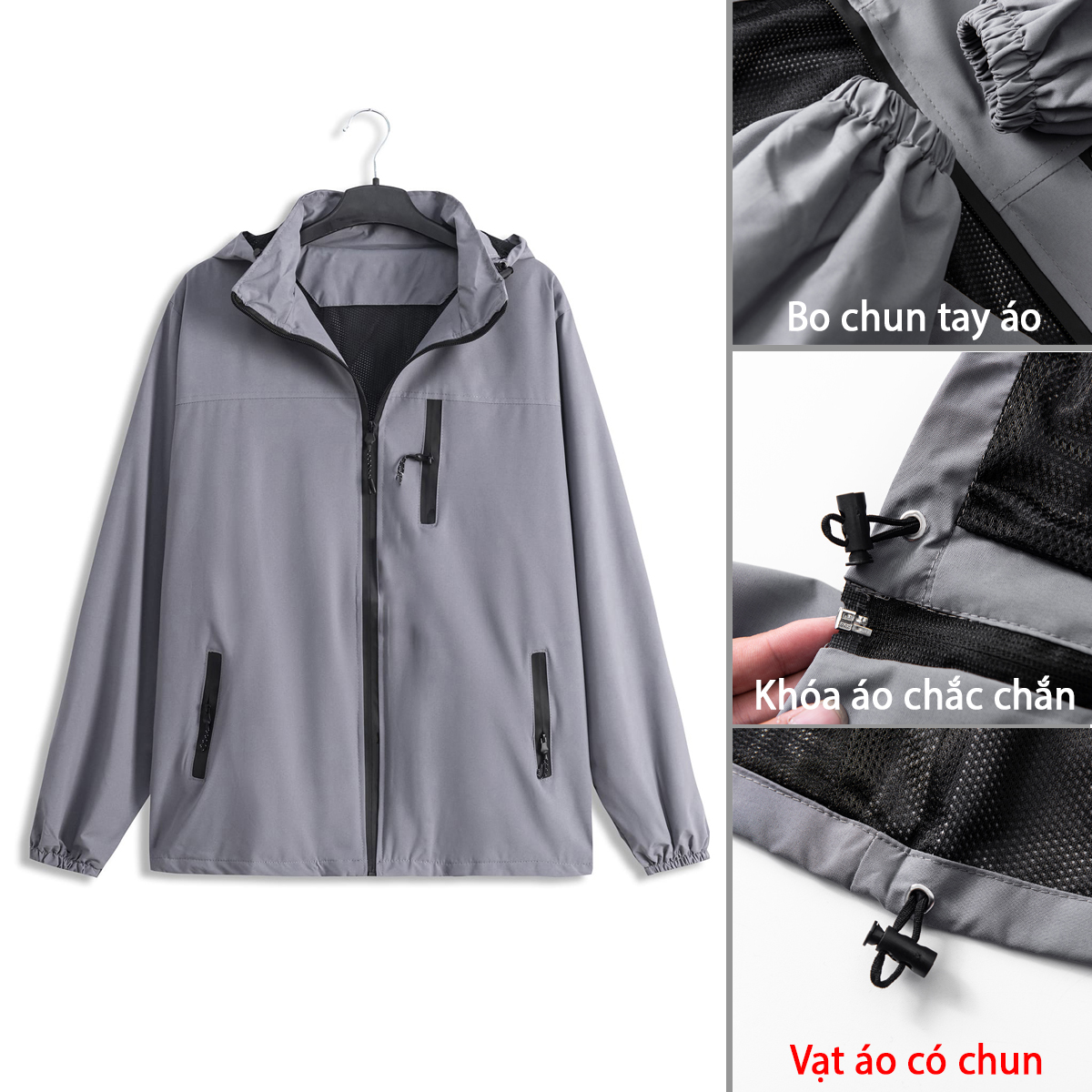 Áo Khoác Gió Nam Tráng Bạc Chống Nước Unisex Cao Cấp VESCA M2