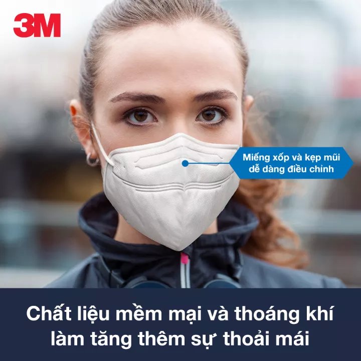 Khẩu trang phòng dịch 3M 9013 màu đen kháng khuẩn và chống bụi mịn đạt chuẩn KF94 tương đương với khẩu trang N95, chuyên dùng cho chống lây nhiễm, thiết kế không đau tai