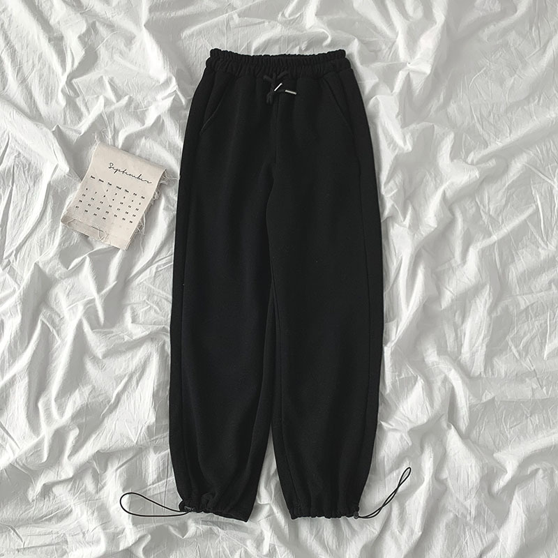 Quần Jogger Nỉ Nữ Ống Rộng Bo Ống Simple Cạp Chun Unisex Vải Nỉ Bông Êm Ái - MSP B03