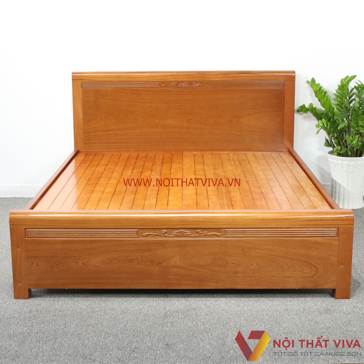 Giường Ngủ Gỗ Xoan Đào Tự Nhiên Vạt Phản Sang Trọng Hiện Đại